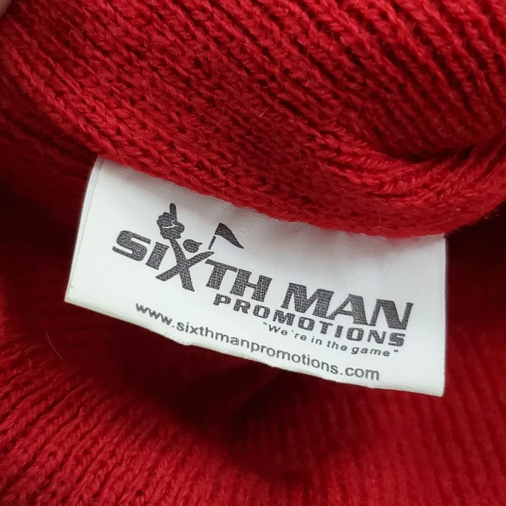 LA Angels Men Beanie OS Red Sixth Man Embroidered Pom Logo